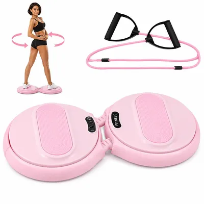 Produktbild von Twist Board mit Widerstandsbändern, 360° Drehung, Trainingscomputer, Kalorienzähler, Bauch- und Taillentrainer für Zuhause