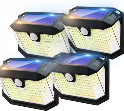 Produktbild von 4pcsSolarbetriebene LED-Gartenleuchte für den Außenbereich, 178 LEDs mit 270°-Bewegungsmelder, Solar-Gartenstrahler für den Außenbereich