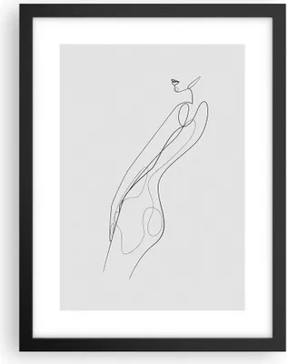 Produktbild von Gerahmtes Poster - Schwarzer Rahmen - Kontur Frau Minimalismus - 30x40 cm - Wand Bild - Wanddeko - Wandbilder - Wandposter - Bilderrahmen - Bilder - Kunstdruck - Wandbild - P2BPA30x40-4242