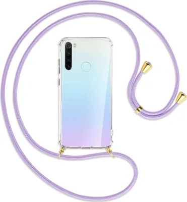 Produktbild von Handykette Backcover-Schutzhülle mit Band (Metall goldfarben) für Xiaomi Redmi Note 8 - violett
