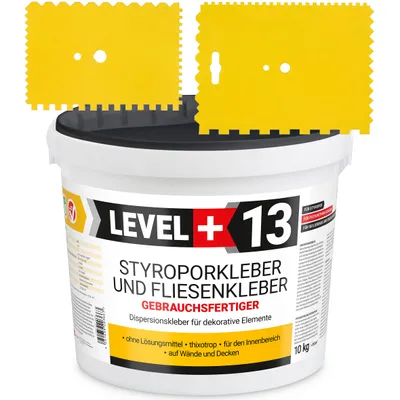 Produktbild von SET Styroporkleber 10kg Dispersionkleber Polymerbasis + 2St. Zahnspachtel RM13