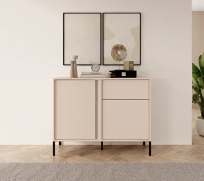 Produktbild von AX LIVING Kleines Sideboard Piemontesia 103 2D1S beige – 103,3cm breit