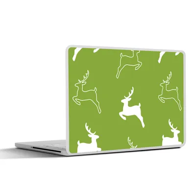 Produktbild von MuchoWow® Laptop Aufkleber Sticker Cover Hirsche - Grün - Muster 25x18 cm - Laptop-Deko