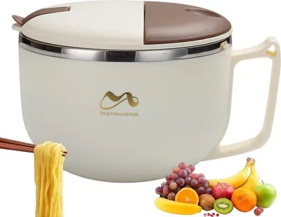 Immagine prodotto di Contenitore termico per pasta, acciaio inossidabile, 900 ml, facile da pulire, con coperchio