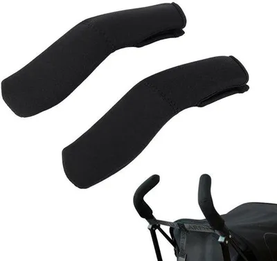 Produktbild von Kinderwagen-Griffbezüge - 2 Stück - Zubehör für Kinderwagen - Bezüge für Kinderwagen-Griffe - Schutzhüllen für Griffe - Schutzhülle für Buggy-Griffe - Armlehnenauflage für Kinderwagen - 19x6 cm - schwarz