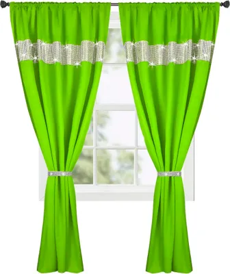 Produktbild von Fertiggardine mit Strasssteine Zirkonia, Vorhang, 145cm x 250cm - Grün