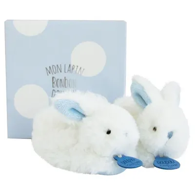 Produktbild von DOUDOU ET COMPAGNIE Lapin - Hausschuhe mit Rassel Blau 0-6 Monate