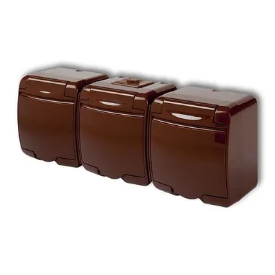 Obrázok produktu pre Trojitá Hermetická Zásuvka 3X Ip54 Hnedá N/T Nt