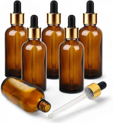 Tropfflaschen 100 ml Amberglas mit Pipette, 6er Set