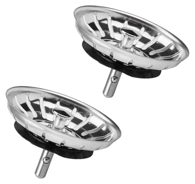 Produktbild von 2 Stück Edelstahl-Abflusssiebe (ø 80 mm), universeller Abflussstopfen für Küchenspülen, verstopfungsfreier Abflussdeckel für Spülbecken, Abflussstopfen mit Sieb, Spülbeckenstöpsel für Küchenspülen und Badezimmerspülen