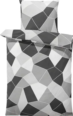 Produktbild von Bettwäsche 155x220 cm Grafisch Mosaik grau anthrazit modern Übergröße Microfaser