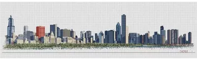 Obrázek produktu pro Thea Gouverneur, výšivací sada "Chicago Skyline", potisk na plátně Aida, schéma k výšivce, rozměry 20x82 cm
