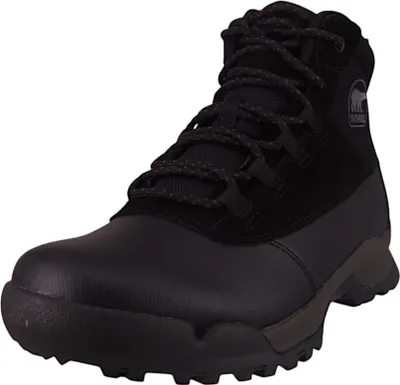 A single black Sorel boot is shown against a white background.