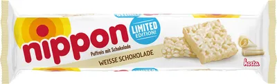 Produktbild von Nippon Häppchen Weiß Limited Edition Puffreis mit Schokolade 200g