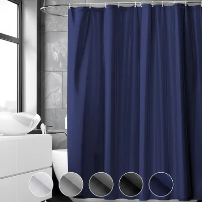 Obrázok produktu pre Sprchový záves 180x200 cm Protiplesňový Vodoodpudivý PVC Textil Tmavo modrá