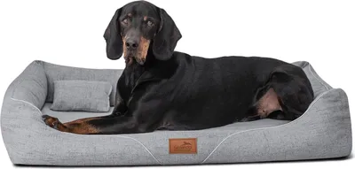 Productafbeelding van tierlando® Orthopedisch hondenbed WILLIAM Couture | Comfortabel hondenbankje - Afmetingen: 110x85cm | Kleur: 02 Grafiet