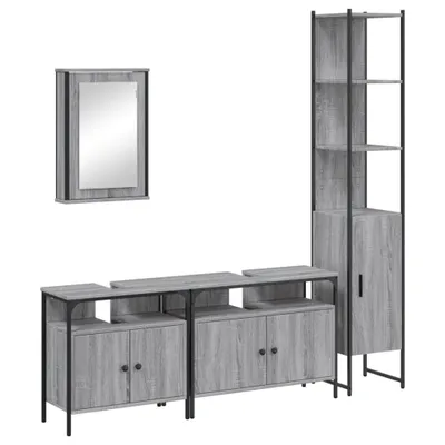Produktbild von vidaXL 4-tlg. Badmöbel-Set Grau Sonoma Holzwerkstoff