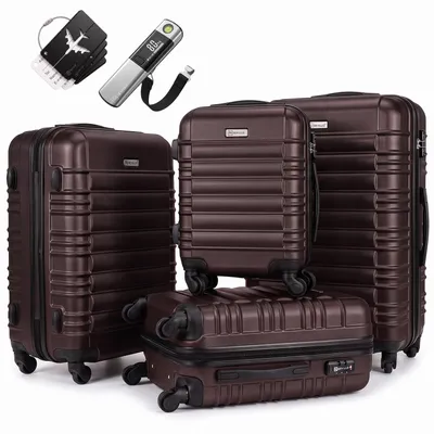 Produktbild von Devillo® Kofferset 4tlg. S-M-L-XL, Terrabraun - Trolley Koffer Reisekoffer Reisekofferset Gepäck Rollkoffer TSA 4 Rollen ABS-Hartschale Teleskopgriff