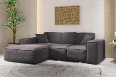 Zdjęcie produktu dla Sofa w kształcie L SIENA narożnik tkanina Poso ciemnoszary lewy