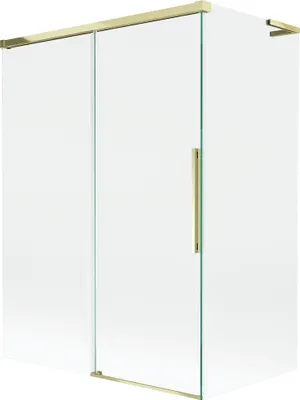 Produktbild von Mexen Rox L Badewannenaufsatz 2-flügelig verschiebbar 120 + 70 x 150 cm, transparent, gold - 8C9L-120-070-50-00