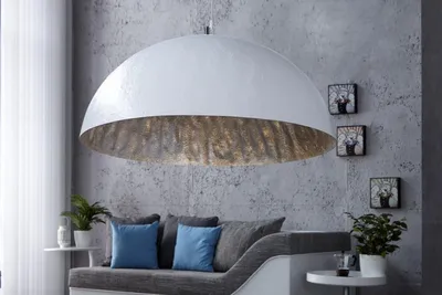 Produktbild von Casa Padrino Designer Pendelleuchte Modern, Edelstahl und Aluminium, Weiß / Silber, Durchmesser 70 cm