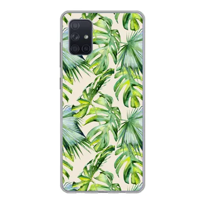 Produktbild von MuchoWow® Handyhülle Schutzhülle Hülle für Samsung Galaxy A71 Blätter - Muster - Monstera Silikon Softcase Handy Hülle - Kartenbesitzer