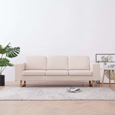 Obrázok produktu pre VidaXL 281382, Krém, 3 sedadlo/sedadiel, Polyester, 2000 mm, 820 mm, 750 mm