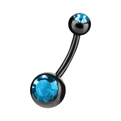 Produktbild von Taffstyle Bauchnabelpiercing Bauchnabelpiercing Stecker Schwarz Doppel Zirkonia Kristall, Aqua