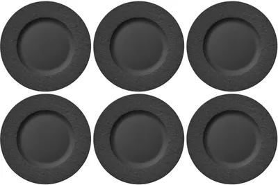 Produktbild von 6er Set Villeroy & Boch MANUFACTURE ROCK Speiseteller D. 27cm schwarz grau