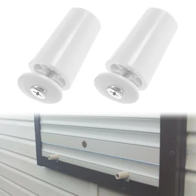 Produktbild von Rollladenstopper, weißer Rollladenstopper, Anschlagpuffer für Rollläden, Rollladenstopper. Inklusive allem benötigten Montagematerial: Unterlegscheiben und Schrauben, 2 Stück.