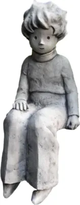 Produktbild von Schöne Gartenfigur Der kleine Prinz als Kantenhocker, aus Steinguss Frostfest Witterungsbeständig, Steinfigur von Antoine de Saint-Exupéry V-116029