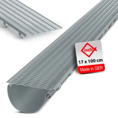 Produktbild von INEFA Laubfangstreifen 100cm, NW100-150, Grau, Dachrinnen Laubschutz, Dachrinnenschutz Dachrinnenabdeckung Regenrinnen Laubschutz, Laubfanggitter Laubnetz Dachrinnengitter, Laubschutz Dachrinne