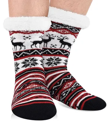 Produktbild von Kuschelsocken Herren Dick Rutschfest Weich Warm 39-46 Roter Hirsch