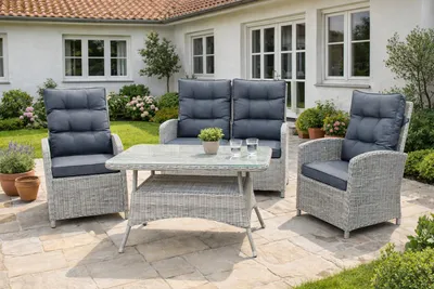 Produktbild von Green Spirit Lounge-Set Monte Carlo 4 Personen Polyrattan grau-meliert