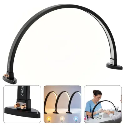 Image de Lampe esthétique LED Moon sans ombre pour soins, de bureau, noire