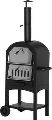 Produktbild von Outsunny Pizzaofen Outdoor Grillofen mit Schornstein Zubehör 3-Tier für BBQ