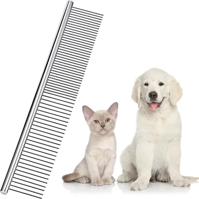 Produktbild von Hundekamm Haustierbürste, Edelstahl Unterfellbürste Schnelle Reinigung Katze Bürste Pflegekamm Professionelle Hunde Fellbürste Tier kamm für Entfernt Knoten Pet Fellpflege Haarpflege