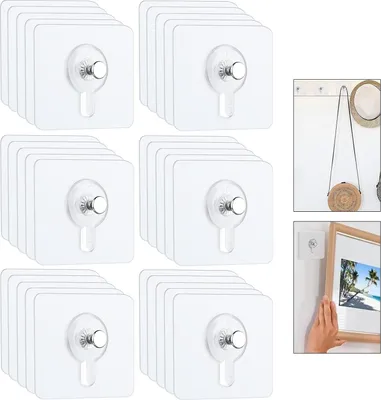 Produktbild von 40 Stück Bilderhaken Selbstklebend zum Kleben, Klebehaken Bilder Aufhängen für Bilderrahmen Aufhänger Ohne Bohren, Klebenägel Wand Fliesen