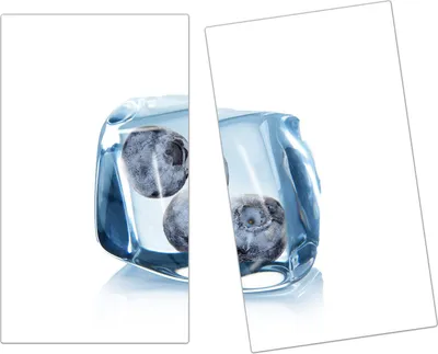 Produktbild von Spritzschutz Herdabdeckplatte Schneidebrett aus Glas Heidelbeereneiswürfel 2-Teilig (60x52cm)