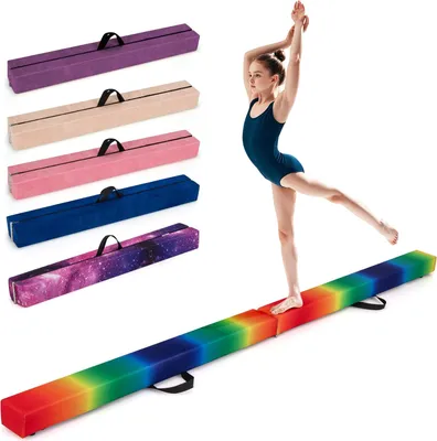 Produktbild von GOPLUS Schwebebalken 270 cm, klappbarer Gymnastikbalken mit Holzuntergrund, rutschfester Unterseite, Turnbalken für Kinder & Jugendliche (Bunt)