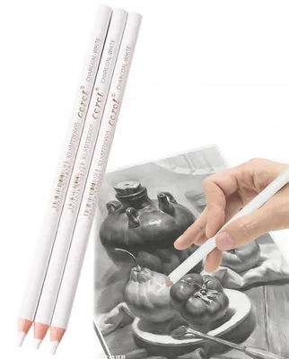 Immagine prodotto di Set di 3 matite bianche per artisti, ideali per disegno e schizzi