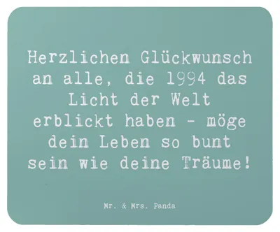 Produktbild von Mr. & Mrs. Panda Mouse Pad Spruch 1994 Geburtstag - Meeresbrise - Geschenk, Erinnerungen, feiern, Alter, 1994er, herzlichen Glückwunsch, Happy Birthday, computer mousepad