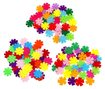 Produktbild von 120 kleine Filzblumen in verschiedenen Farben, Bastelblumen für Papier- und Stoffarbeiten, Dekorationen und Kunstblumenköpfe für Hochzeiten und Partys
