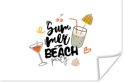 Produktbild von MuchoWow® Poster Cocktail - Sommer - Schwarz 60x40 cm - Schlafzimmerdekoration