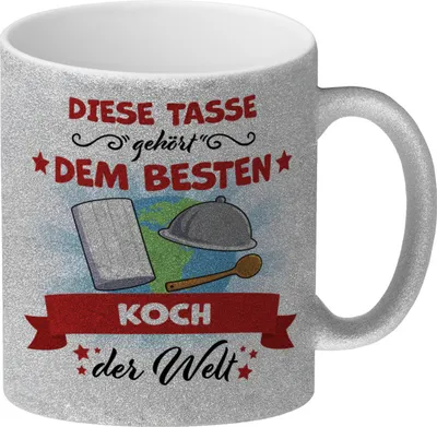 Produktbild von Bester Koch der Welt Glitzer-Kaffeebecher