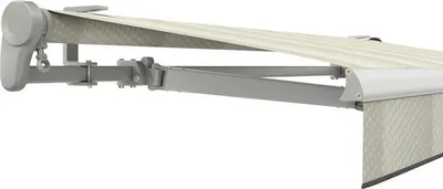 Produktbild von SOLUNA Gelenkarmmarkise Trend 5,5x3,5 Stoff Dessin J202 Gestell E6EV1 silber eloxiert Antrieb links inkl. Motor, Wandsch