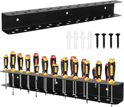 Produktbild von Werkzeughalter VOBOR Werkzeughalter zur Wandmontage, 40 cm, 23 Löcher, 7,7 mm Durchmesser, Schraubendreher, Zangenhalter aus Metall mit Schrauben und