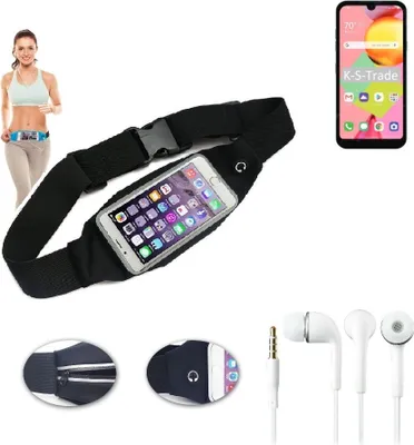 Produktbild von K-S-Trade Bauchtasche Gürteltasche kompatibel mit LG Electronics Risio 4 schwarz + Kopfhörer. Sport Running Jogging Fitness Laufen Umhängetasche