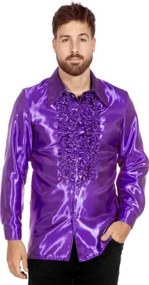 Image de Chemise à volants en satin violet Taille : 52