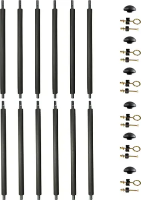 Image de KANGUI Lot de 6 poteaux de filet de sécurité Ø25mm pour trampolines de jardin toutes marques avec mousse, visserie et capuchon (longueur totale 215cm)